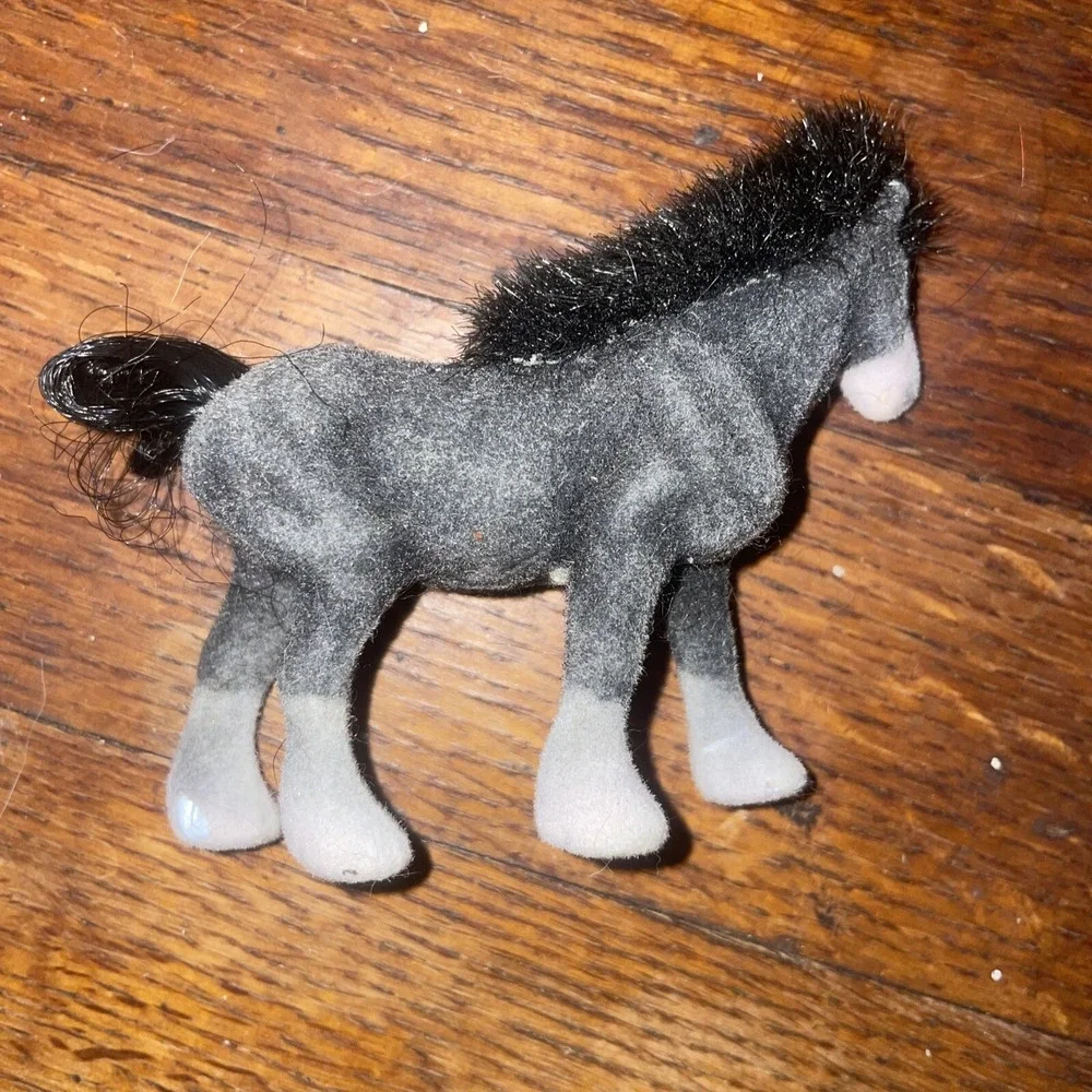 Vintage Lot 7 Toy Velvet Flocked Coated Horses‎ Ponies Figures 3
